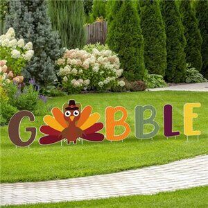 6 Pcs Thanksgiving Turkey Outdoor Decoration Stakes Fall Yard Sign Thanksgiving